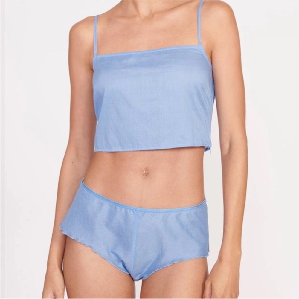 STAUD cotton nwt azure blue lingerie sleep set, shoshana and Loveina
